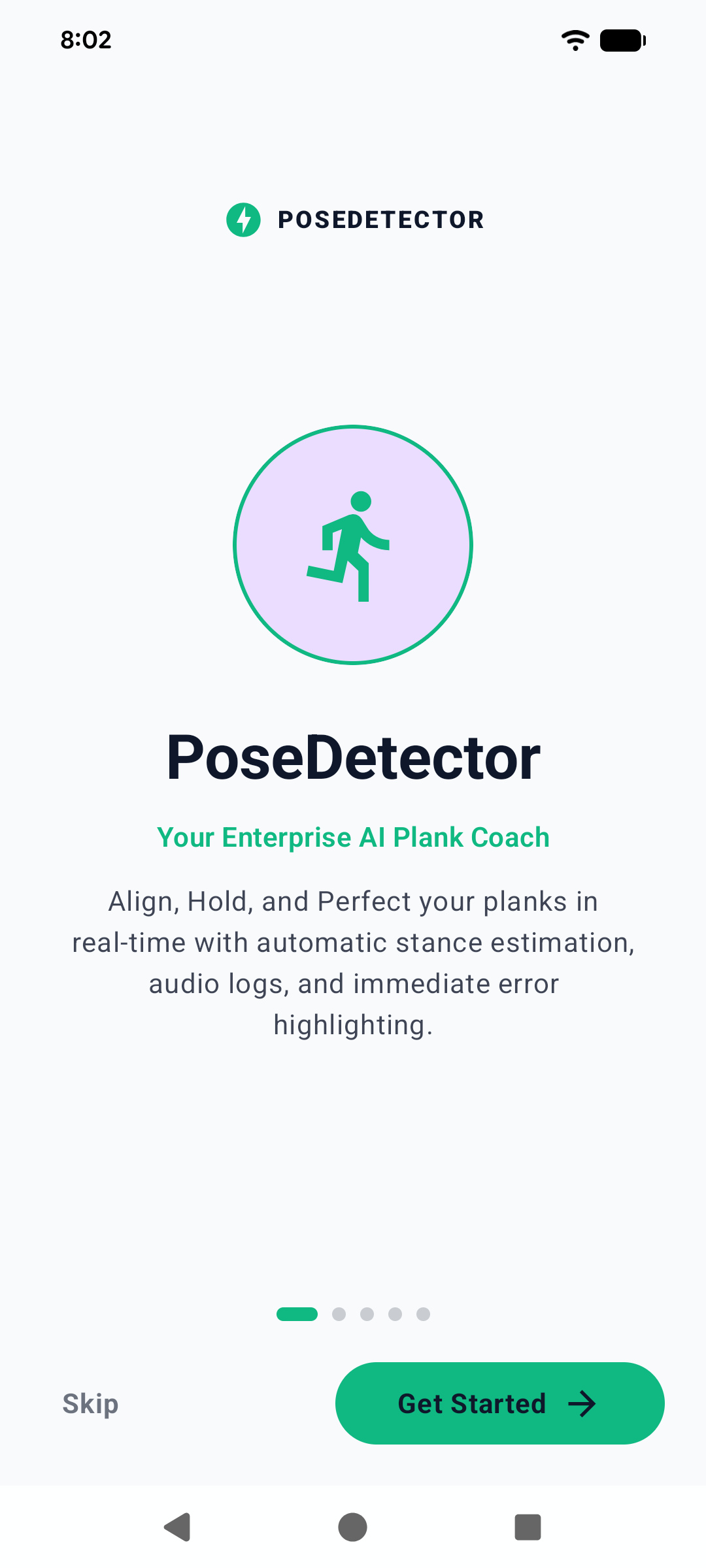 PoseDetector onboarding — AI-powered posture and movement analysis platform